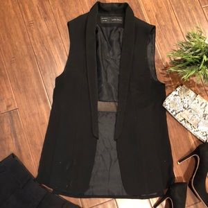 Zara long black vest with sheer panels